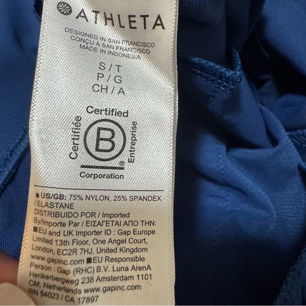 NWT Athleta Venice High Rise Track Stripe Wide Leg Pant Blue Sz Small Tall $119 - Picture 9 of 10